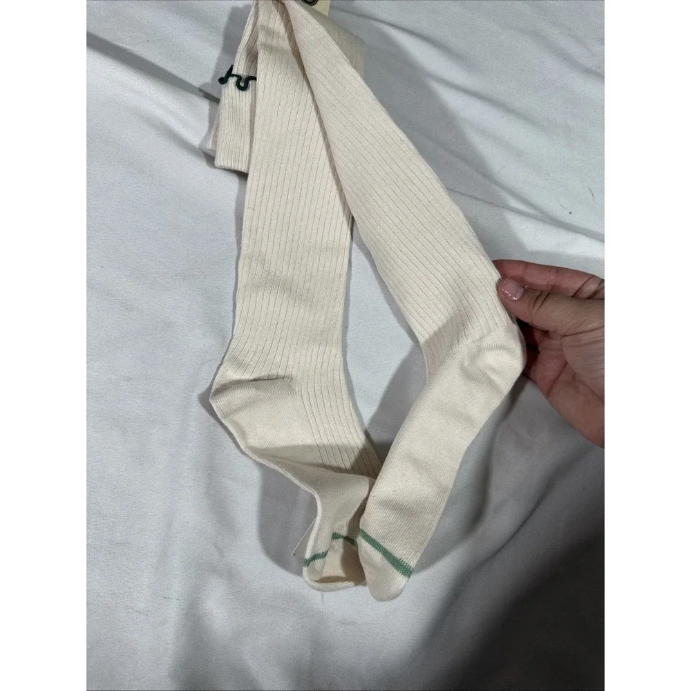 NEW Free People Womens Knee High‎ Ribbed Classic Ruffle Lettuce Trim Socks T2154